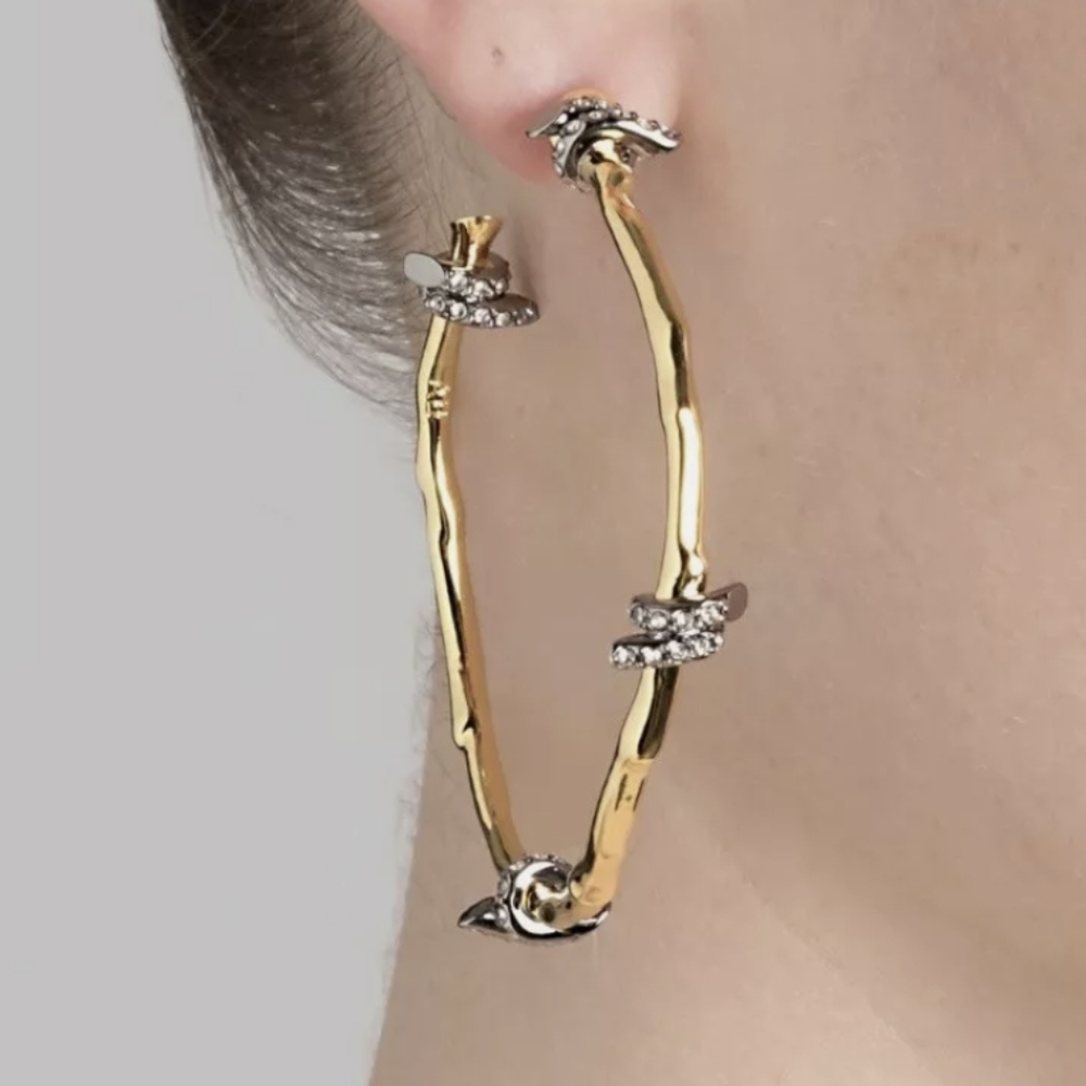 Alexis Bittar Gold Barbed Wire Hoop Earrings - New